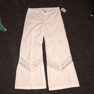 Cotton pants with delicate, see through detail